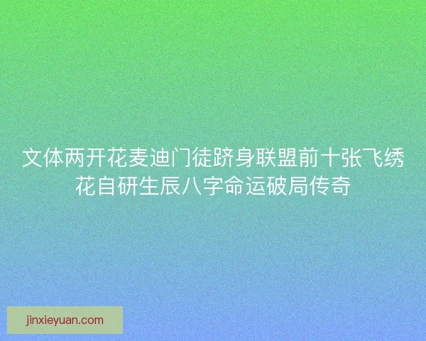 文体两开花麦迪门徒跻身联盟前十张飞绣花自研生辰八字命运破局传奇